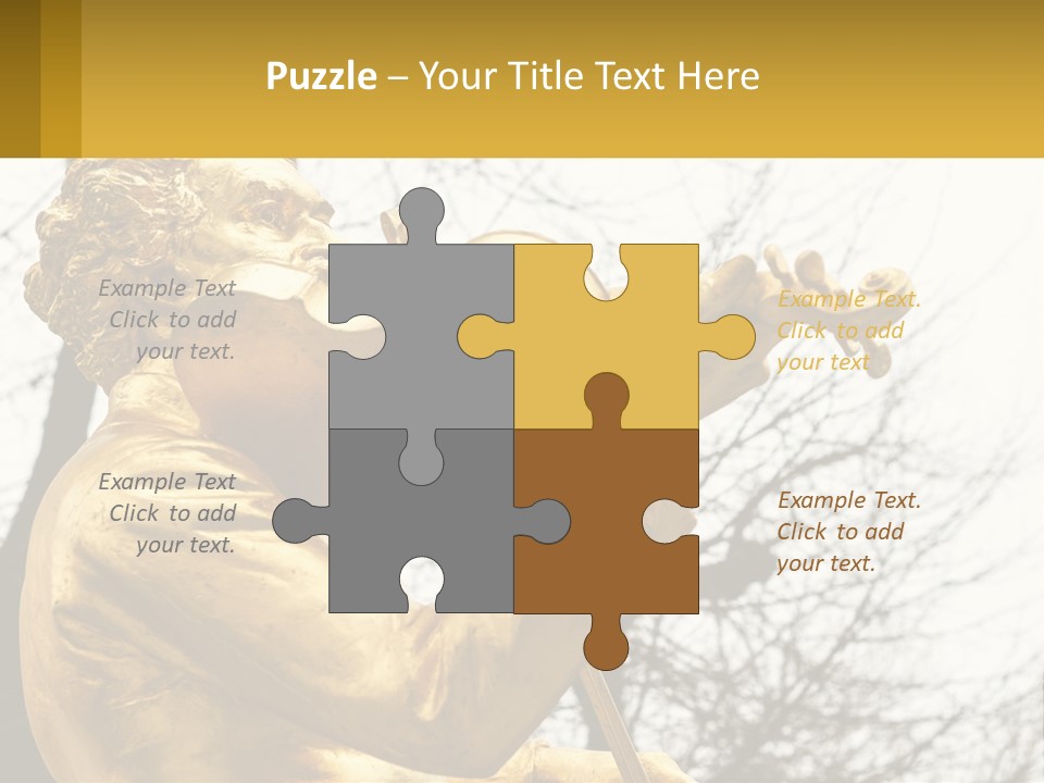 A Golden Statue Of A Man Playing A Violin PowerPoint Template