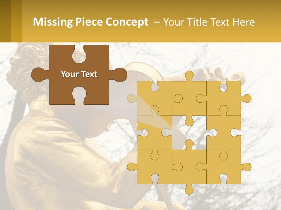 A Golden Statue Of A Man Playing A Violin PowerPoint Template