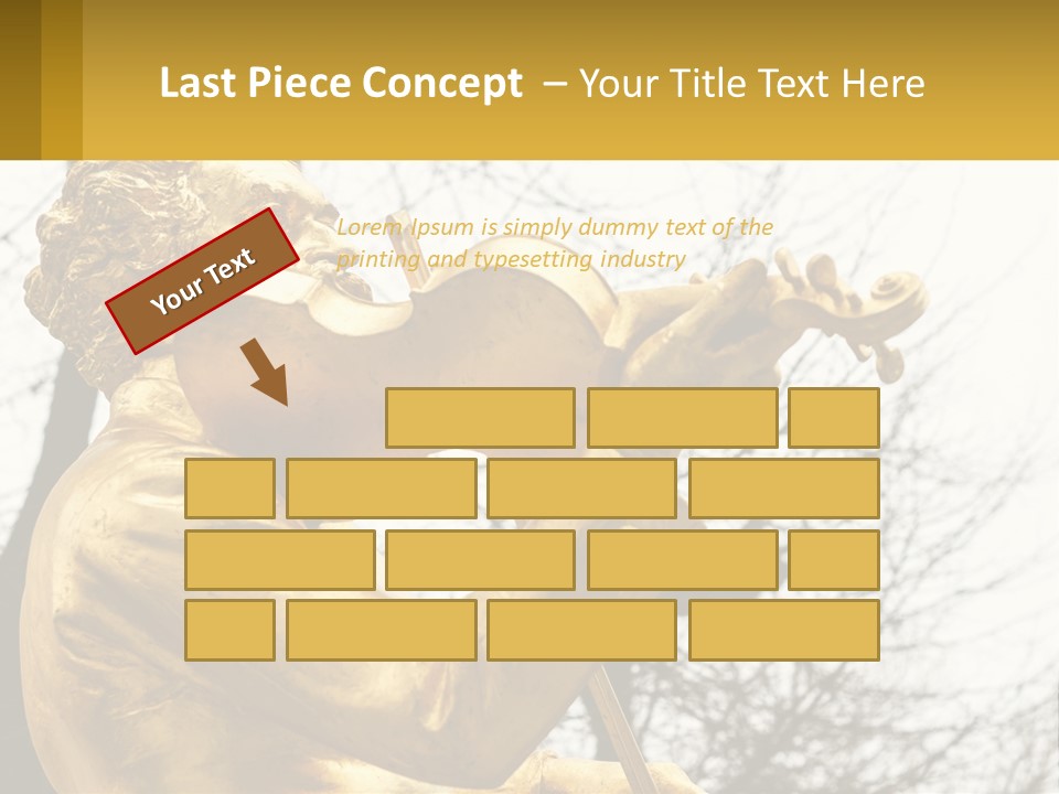 A Golden Statue Of A Man Playing A Violin PowerPoint Template