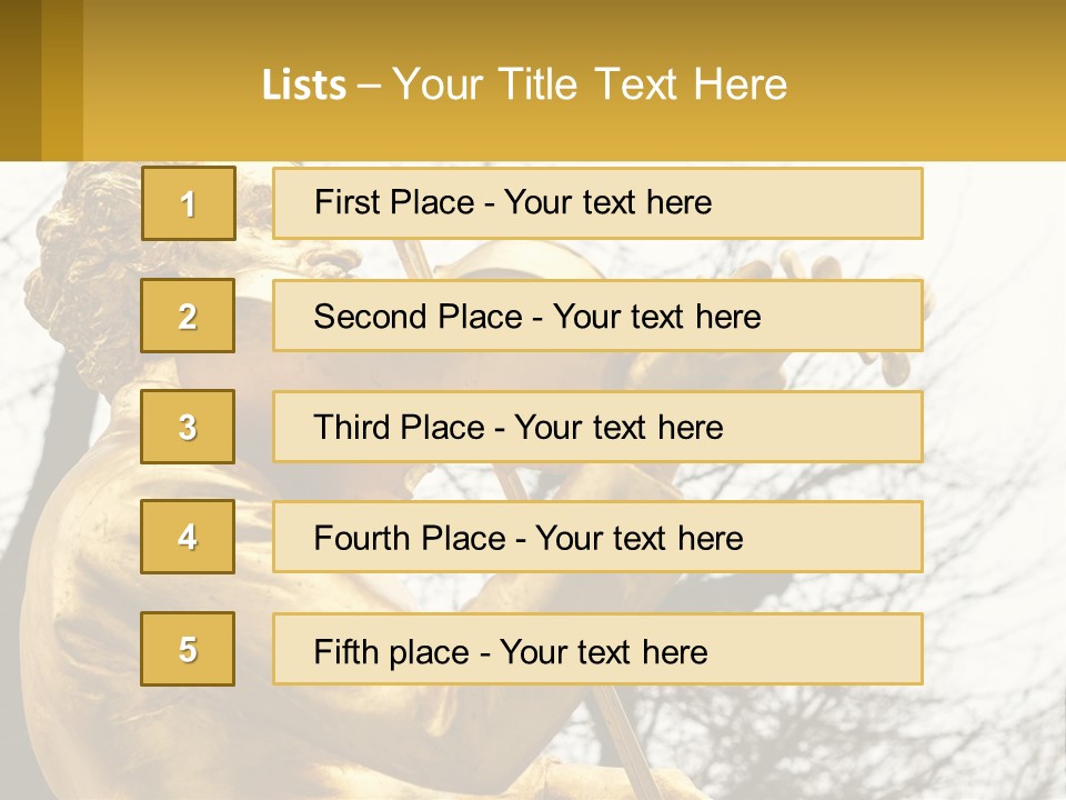 A Golden Statue Of A Man Playing A Violin PowerPoint Template