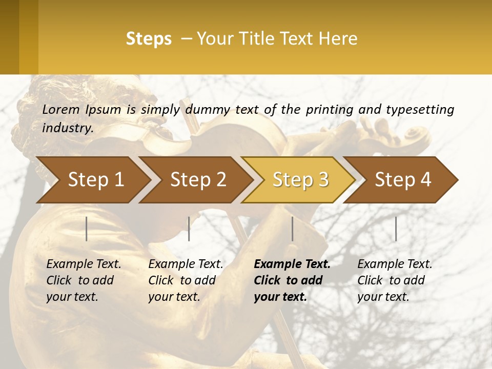A Golden Statue Of A Man Playing A Violin PowerPoint Template