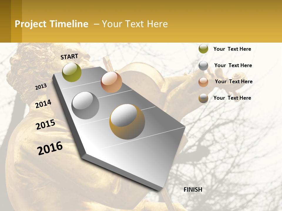 A Golden Statue Of A Man Playing A Violin PowerPoint Template