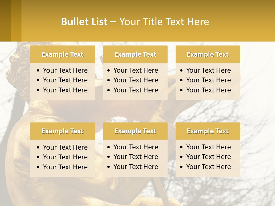 A Golden Statue Of A Man Playing A Violin PowerPoint Template