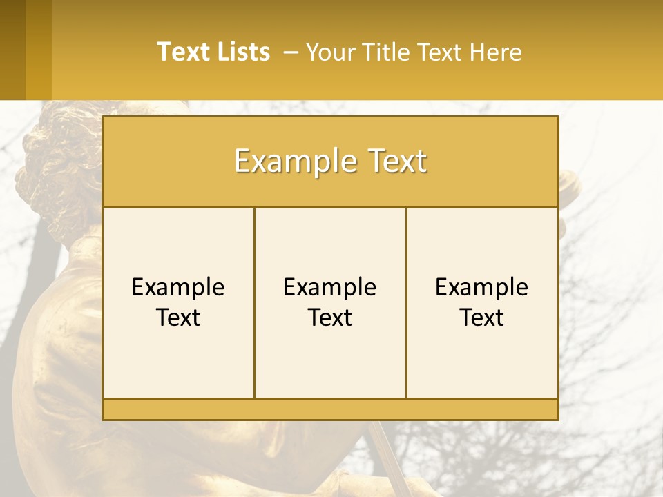 A Golden Statue Of A Man Playing A Violin PowerPoint Template