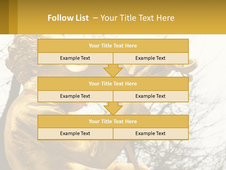 A Golden Statue Of A Man Playing A Violin PowerPoint Template