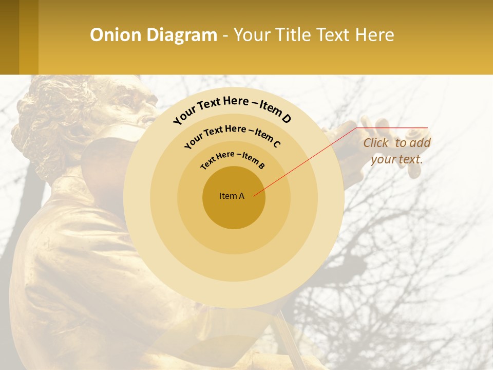 A Golden Statue Of A Man Playing A Violin PowerPoint Template