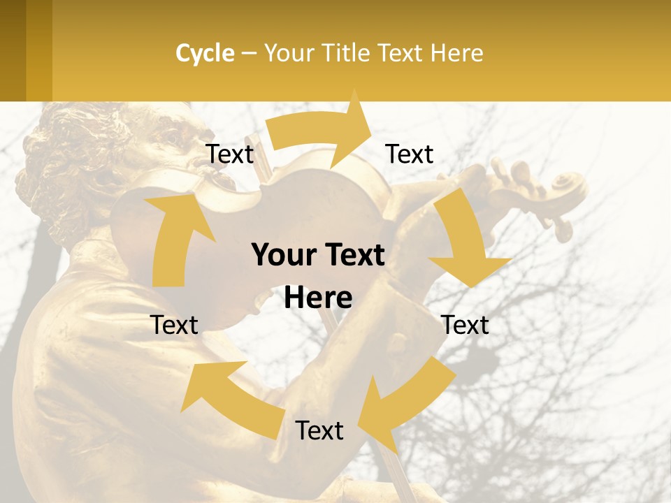 A Golden Statue Of A Man Playing A Violin PowerPoint Template