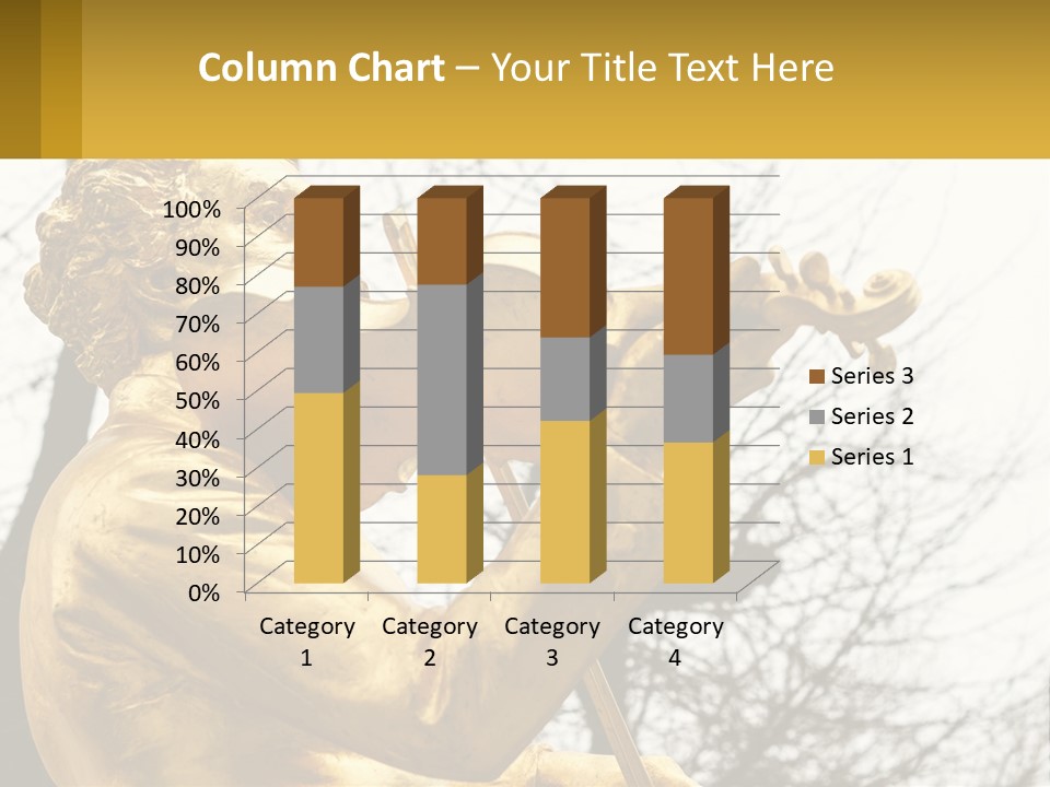 A Golden Statue Of A Man Playing A Violin PowerPoint Template