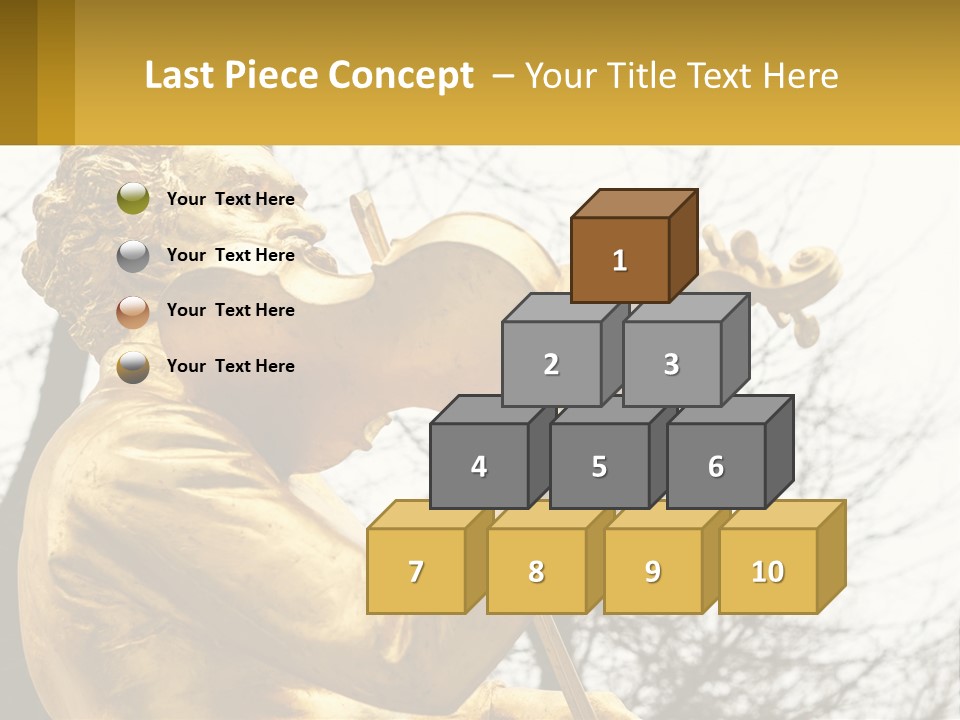 A Golden Statue Of A Man Playing A Violin PowerPoint Template