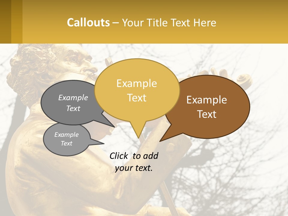 A Golden Statue Of A Man Playing A Violin PowerPoint Template