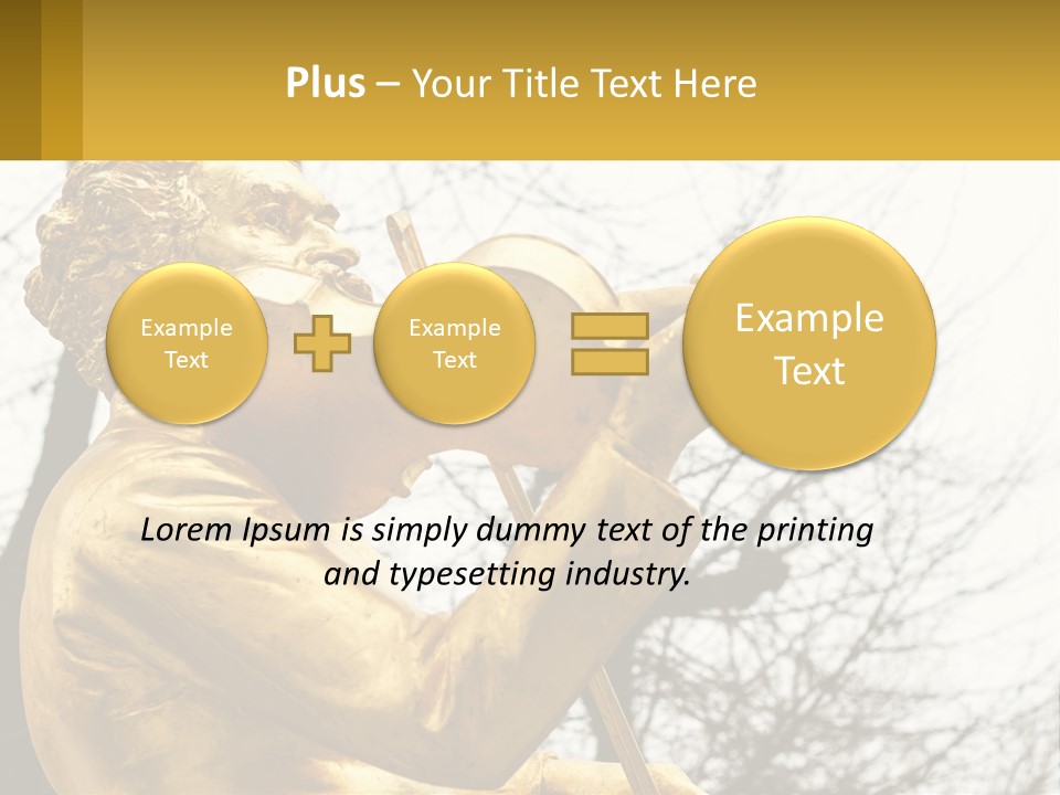 A Golden Statue Of A Man Playing A Violin PowerPoint Template
