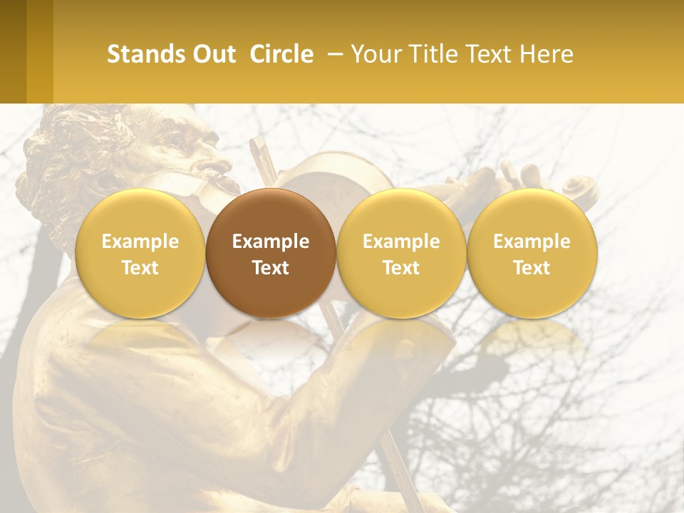 A Golden Statue Of A Man Playing A Violin PowerPoint Template