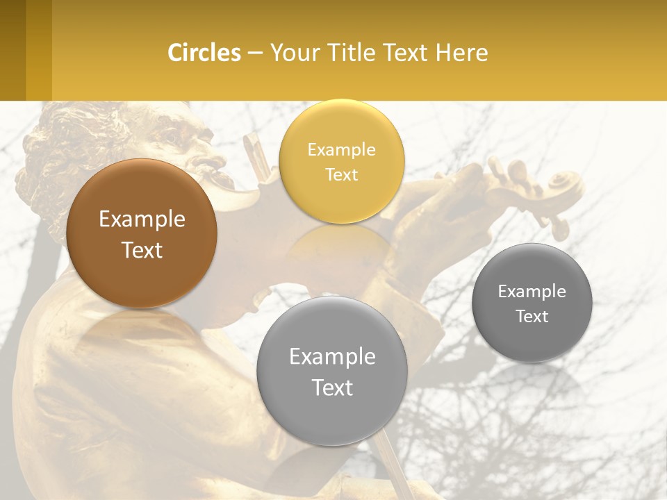 A Golden Statue Of A Man Playing A Violin PowerPoint Template