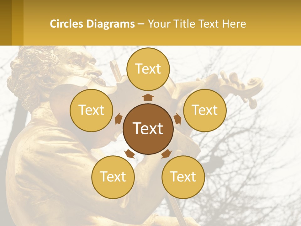 A Golden Statue Of A Man Playing A Violin PowerPoint Template