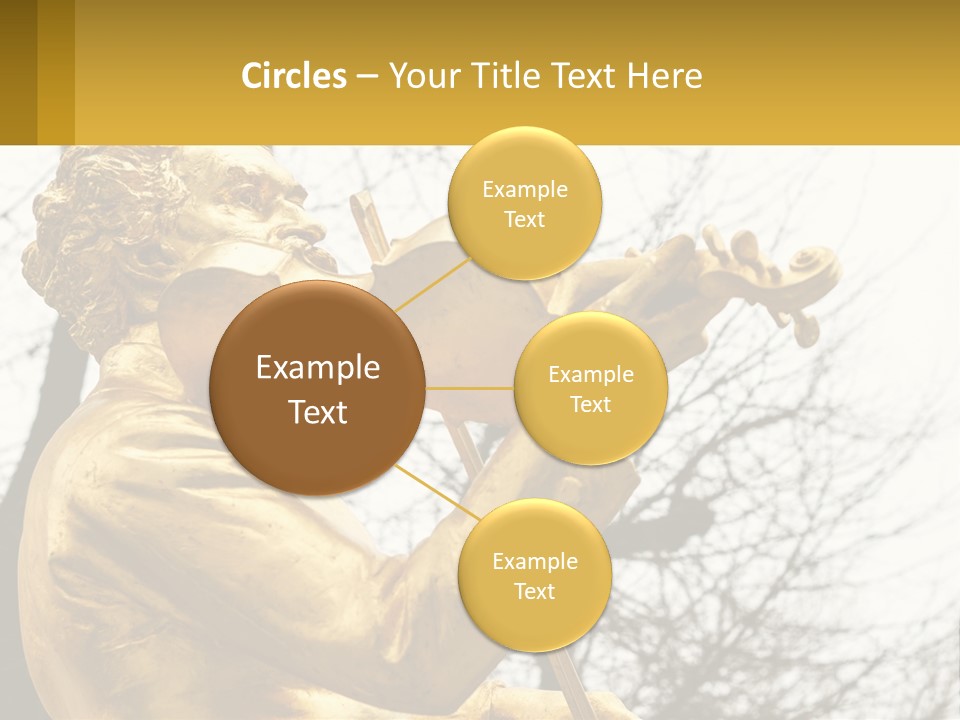A Golden Statue Of A Man Playing A Violin PowerPoint Template
