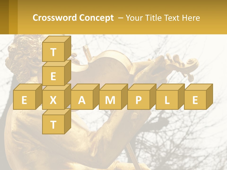 A Golden Statue Of A Man Playing A Violin PowerPoint Template