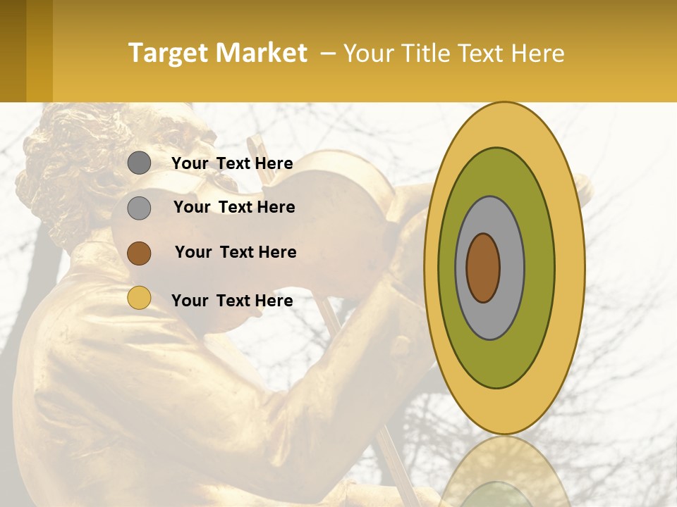 A Golden Statue Of A Man Playing A Violin PowerPoint Template