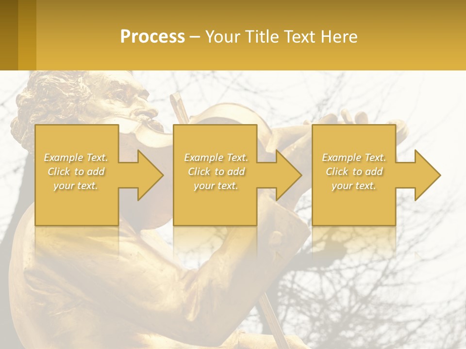 A Golden Statue Of A Man Playing A Violin PowerPoint Template
