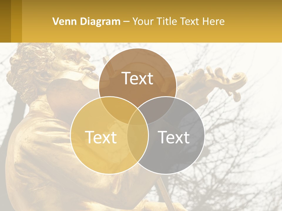 A Golden Statue Of A Man Playing A Violin PowerPoint Template