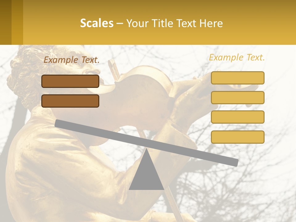 A Golden Statue Of A Man Playing A Violin PowerPoint Template