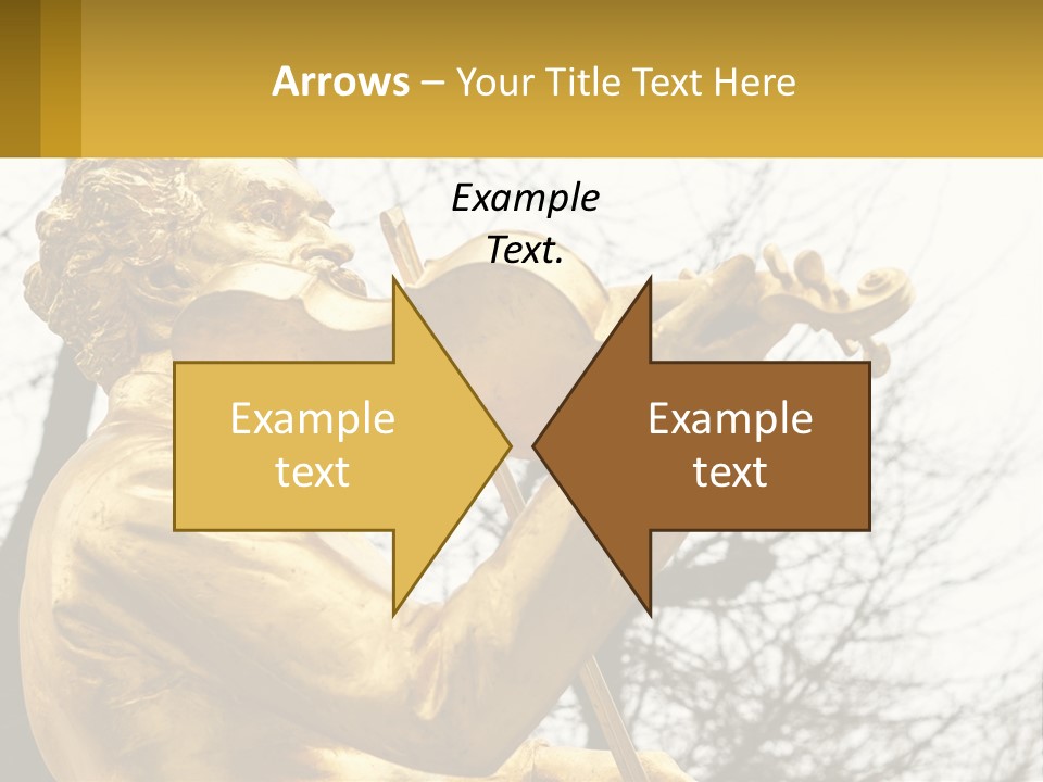A Golden Statue Of A Man Playing A Violin PowerPoint Template