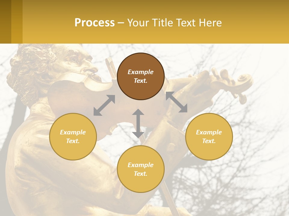 A Golden Statue Of A Man Playing A Violin PowerPoint Template