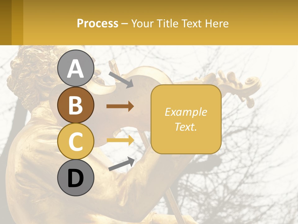 A Golden Statue Of A Man Playing A Violin PowerPoint Template