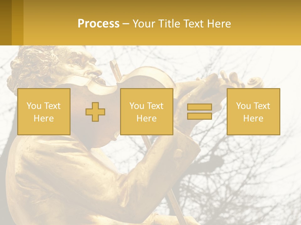 A Golden Statue Of A Man Playing A Violin PowerPoint Template