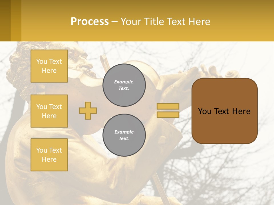 A Golden Statue Of A Man Playing A Violin PowerPoint Template