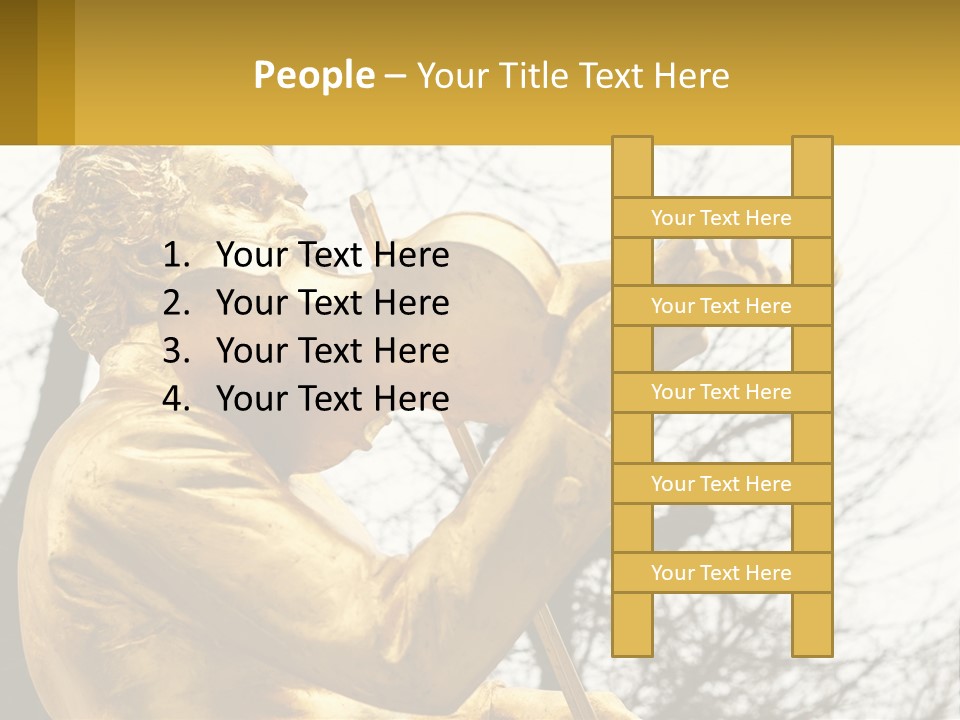 A Golden Statue Of A Man Playing A Violin PowerPoint Template