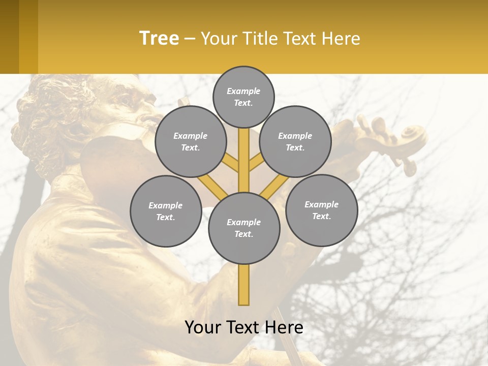 A Golden Statue Of A Man Playing A Violin PowerPoint Template