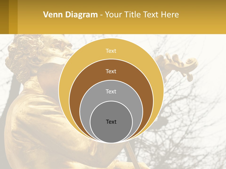 A Golden Statue Of A Man Playing A Violin PowerPoint Template