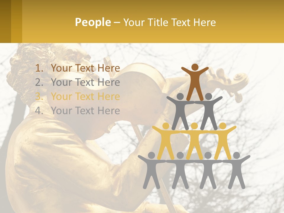 A Golden Statue Of A Man Playing A Violin PowerPoint Template