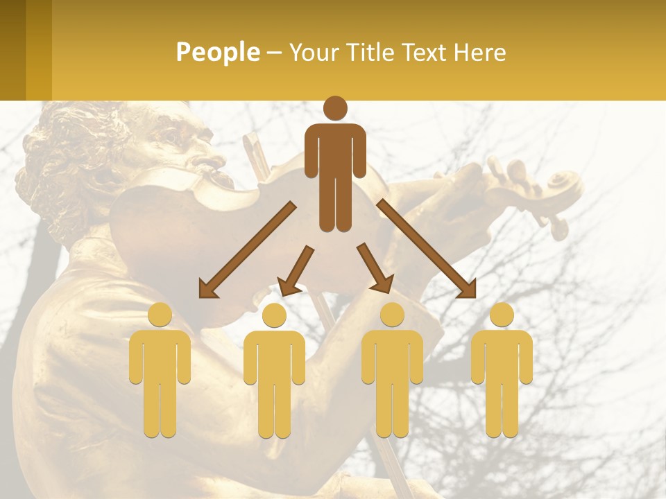 A Golden Statue Of A Man Playing A Violin PowerPoint Template