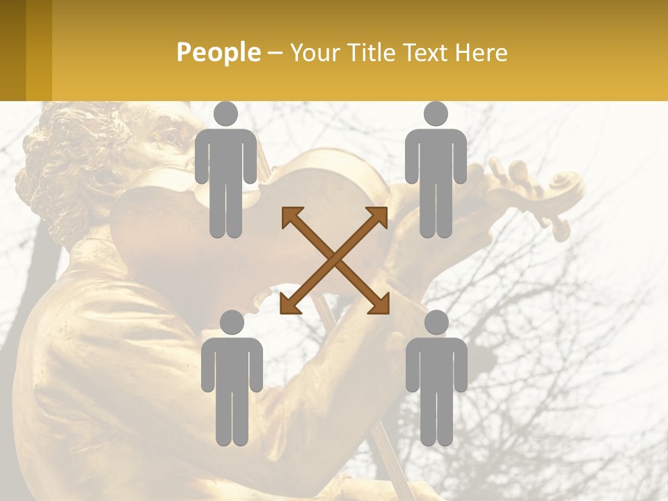 A Golden Statue Of A Man Playing A Violin PowerPoint Template