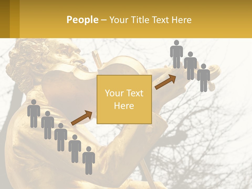 A Golden Statue Of A Man Playing A Violin PowerPoint Template