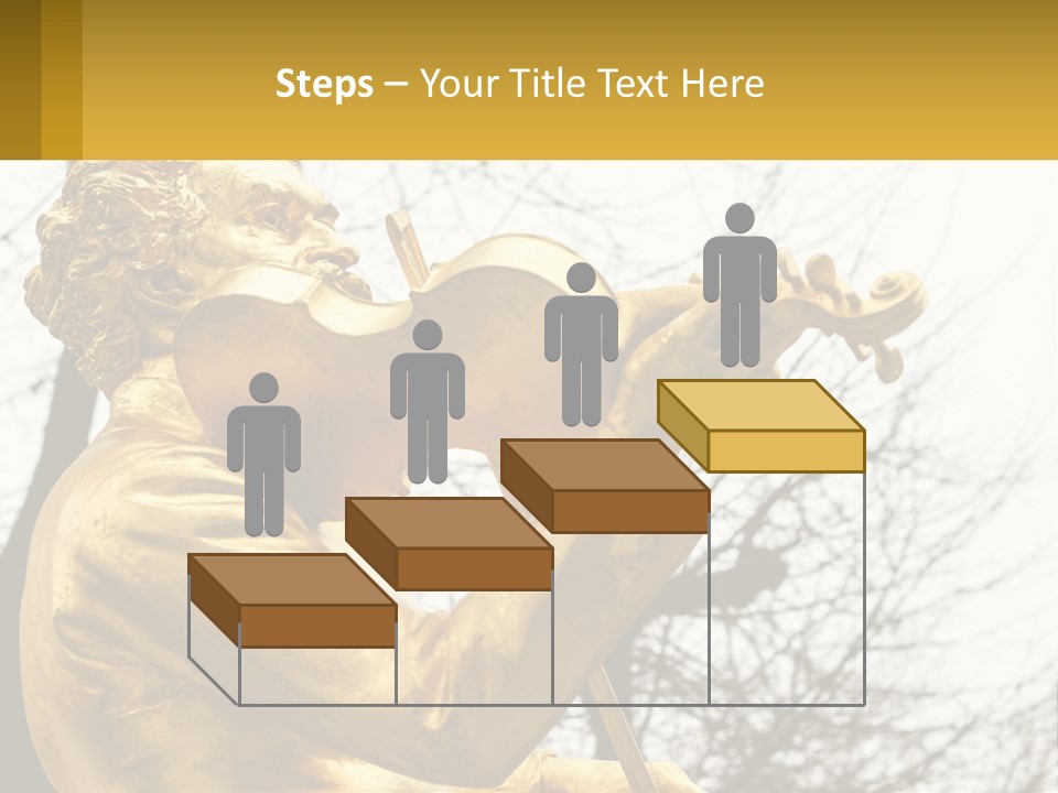 A Golden Statue Of A Man Playing A Violin PowerPoint Template