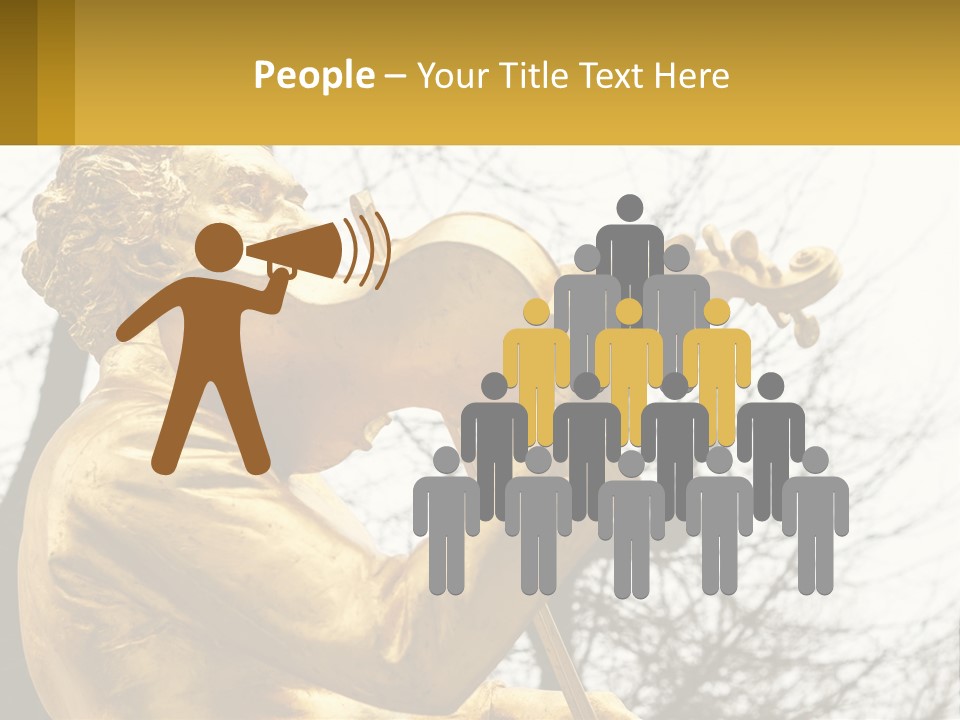 A Golden Statue Of A Man Playing A Violin PowerPoint Template