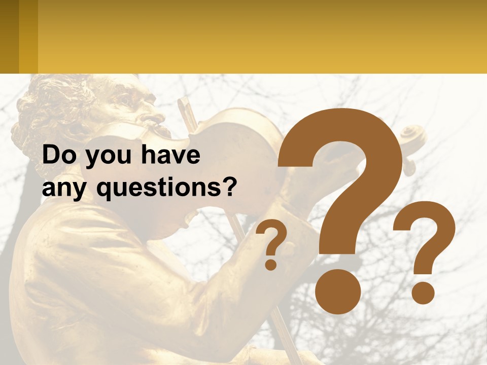 A Golden Statue Of A Man Playing A Violin PowerPoint Template