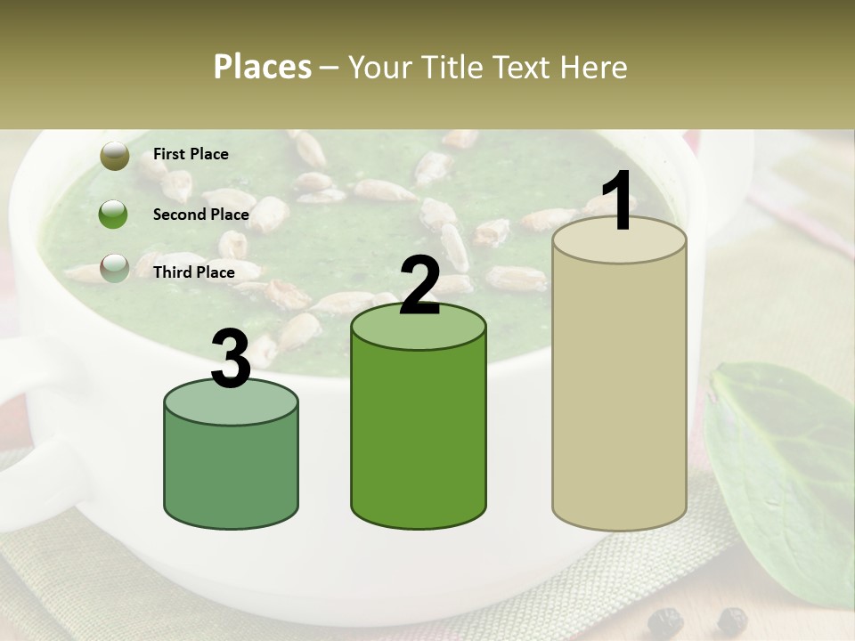A White Bowl Filled With A Green Soup PowerPoint Template