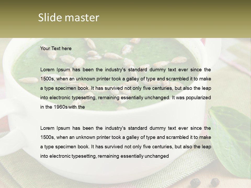 A White Bowl Filled With A Green Soup PowerPoint Template
