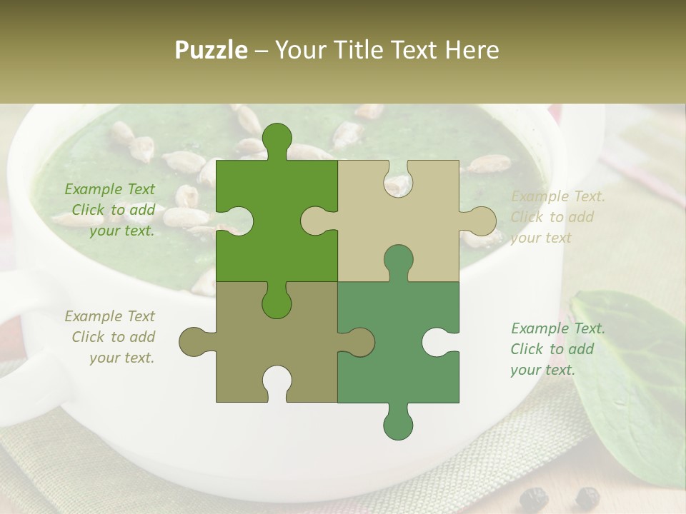 A White Bowl Filled With A Green Soup PowerPoint Template