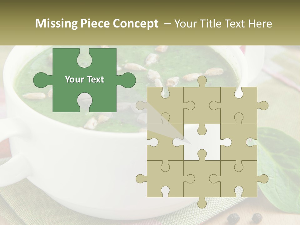 A White Bowl Filled With A Green Soup PowerPoint Template