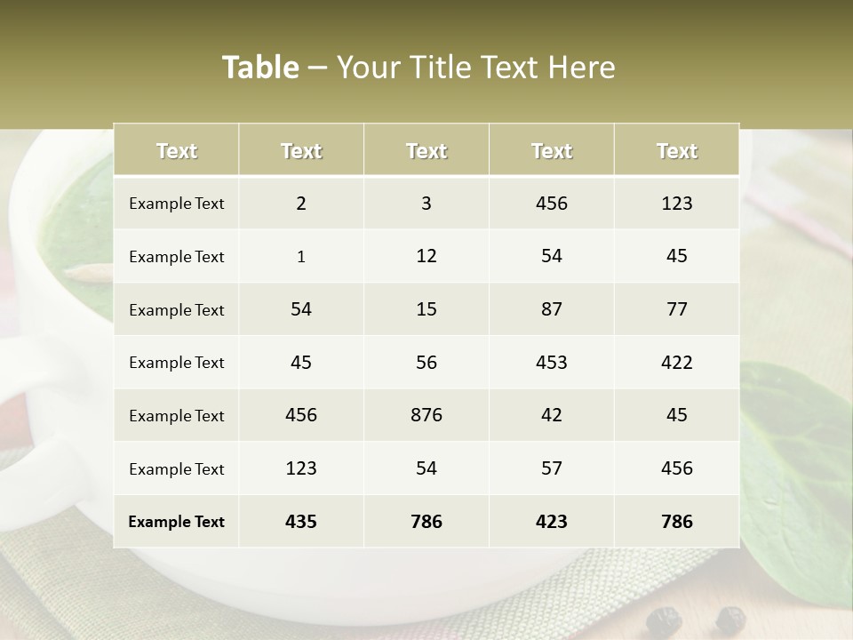 A White Bowl Filled With A Green Soup PowerPoint Template