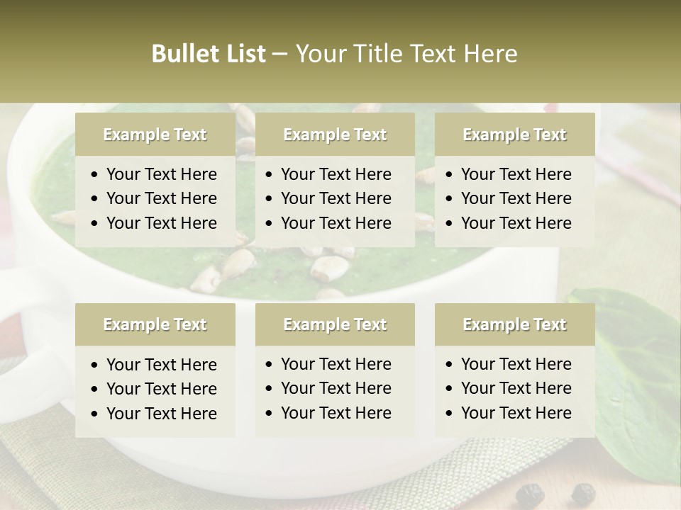 A White Bowl Filled With A Green Soup PowerPoint Template