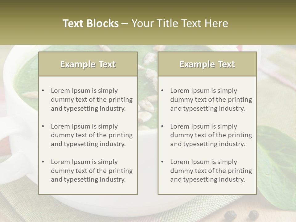 A White Bowl Filled With A Green Soup PowerPoint Template