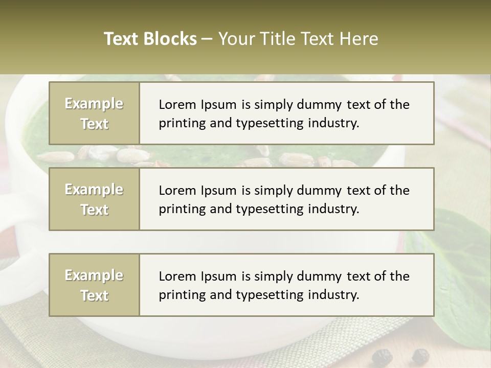 A White Bowl Filled With A Green Soup PowerPoint Template