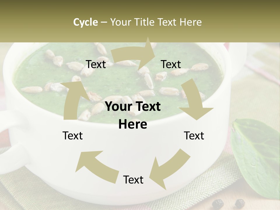 A White Bowl Filled With A Green Soup PowerPoint Template