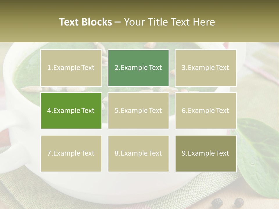 A White Bowl Filled With A Green Soup PowerPoint Template
