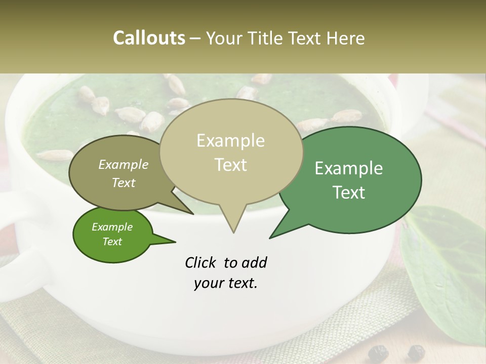 A White Bowl Filled With A Green Soup PowerPoint Template